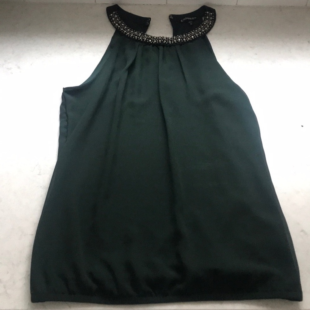 Green silk Express tank top XS